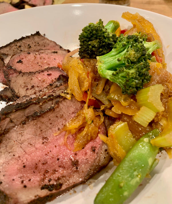 Chipotle + Coffee Rubbed London Broil using Mariposa Ranch Grass-Fed Beef