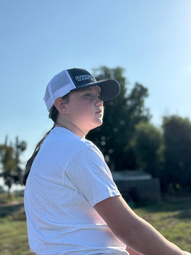 Mariposa Ranch Logo Snapback Hat (Navy & White)
