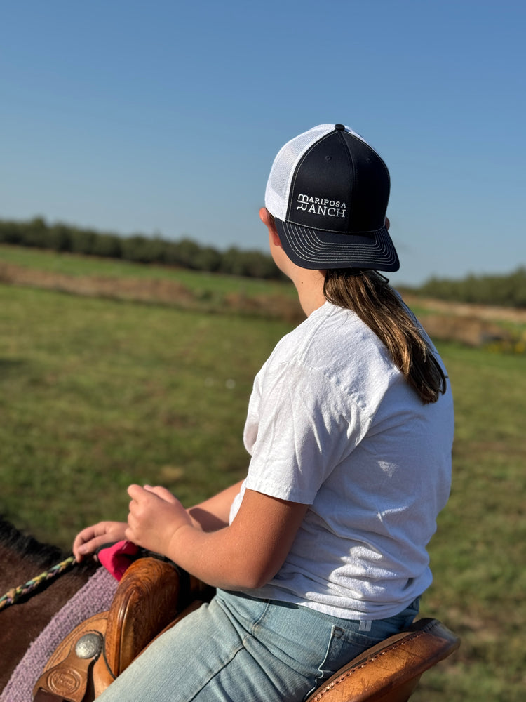 
                  
                    Mariposa Ranch Logo Snapback Hat (Navy & White)
                  
                