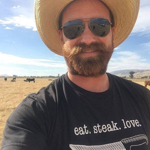 Eat. Steak. Love T-shirt in vintage black — Mariposa Ranch (photo 2)